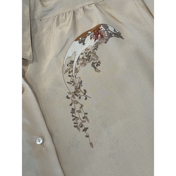 Vtg Amen Wardy Newport Beach Button Up Blouse Women’s 40/M Beige Graphic Print - Picture 6 of 14